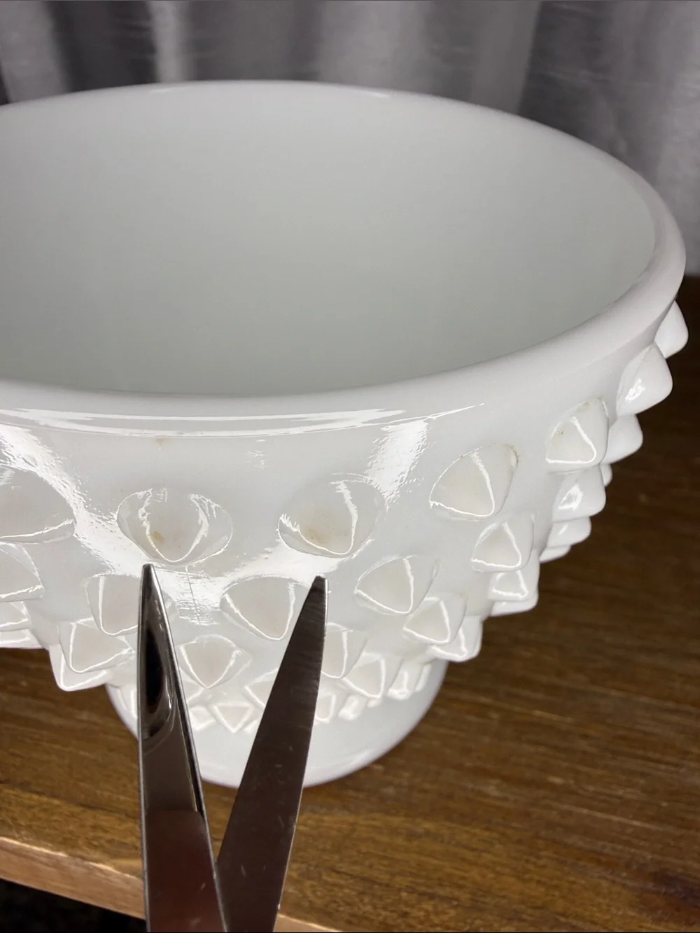 Vtg Hobnail White Milk Glass Footed Bowl Candy Dish